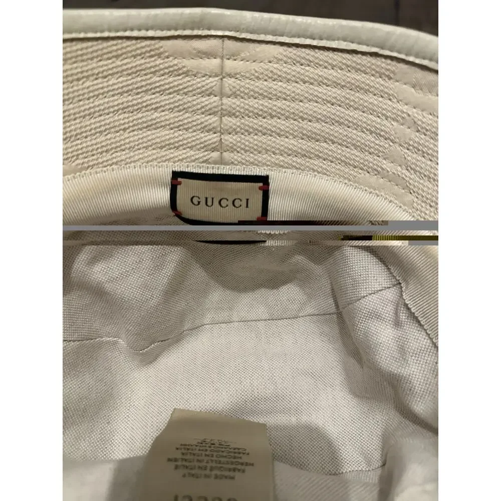 AUTHENTIC GUCCI JUMBO GG BUCKET HAT IVORY/CREAM MONOGRAM 651256 SZ M 57